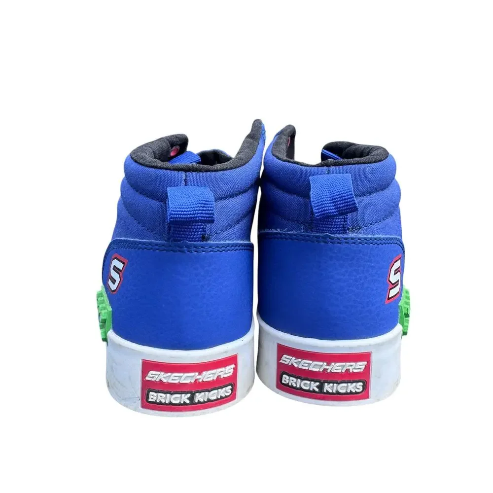 Skechers Kool Brick‎ Kicks Platform Shoes Sneaker Unisex Kids 4.5 Blue Mid Lego